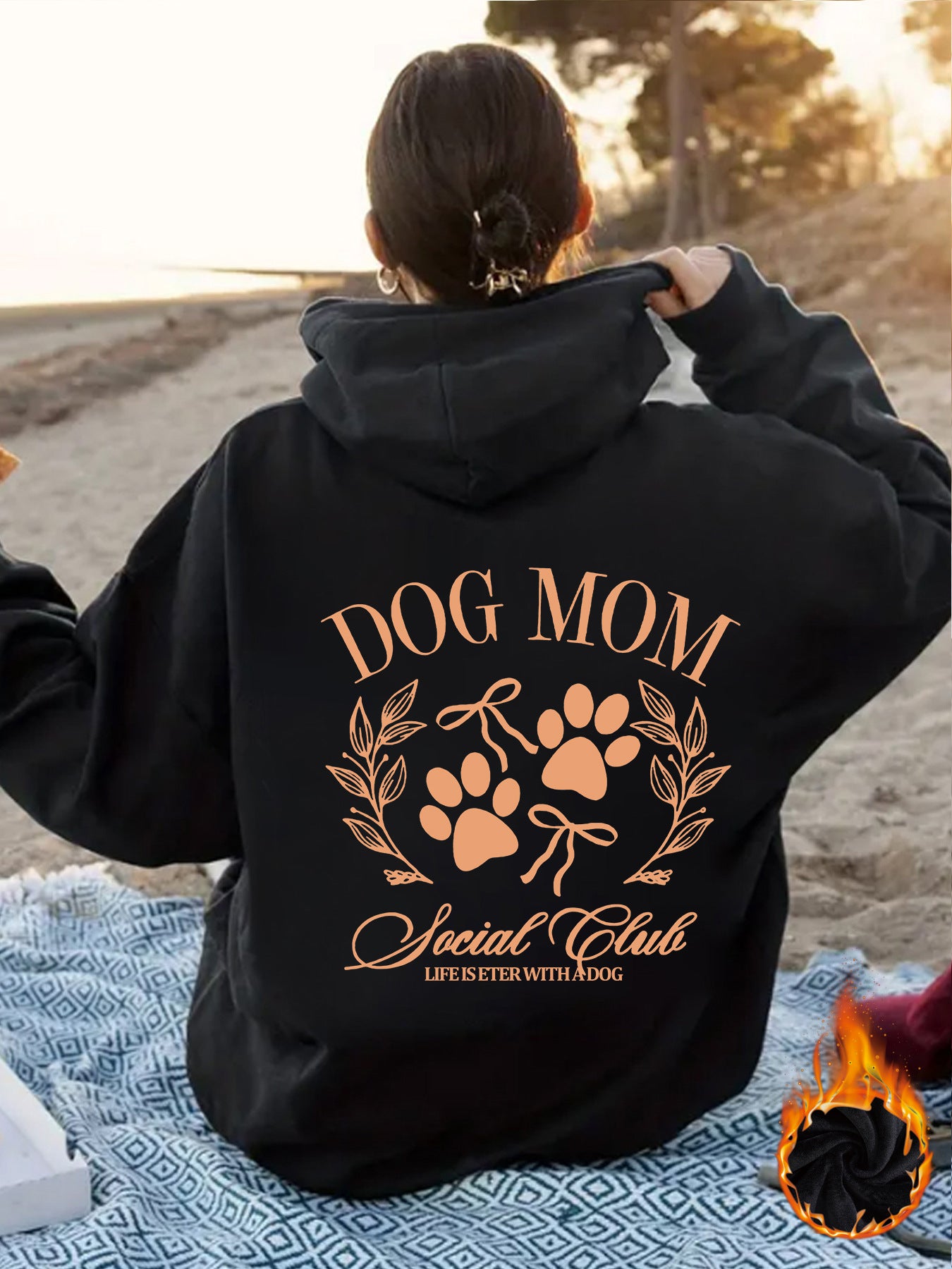 Dog Mom Printed Hoodie — Loose Fit, Lantern Sleeve, 5 Sizes, 8 Colors