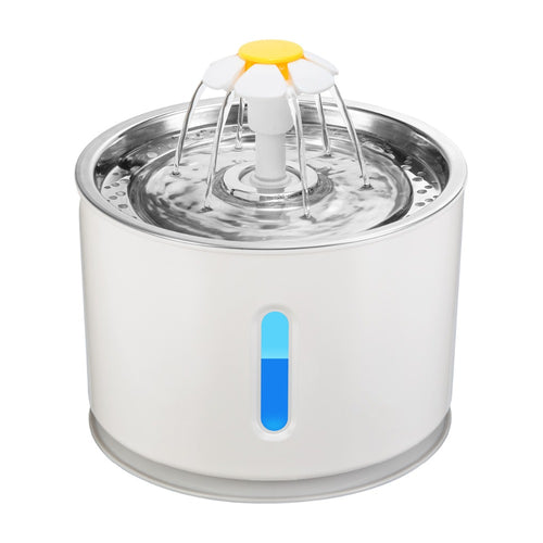 2.4L LED Pet Water Fountain — PP + Stainless Steel, USB, IP68, Quiet Pump