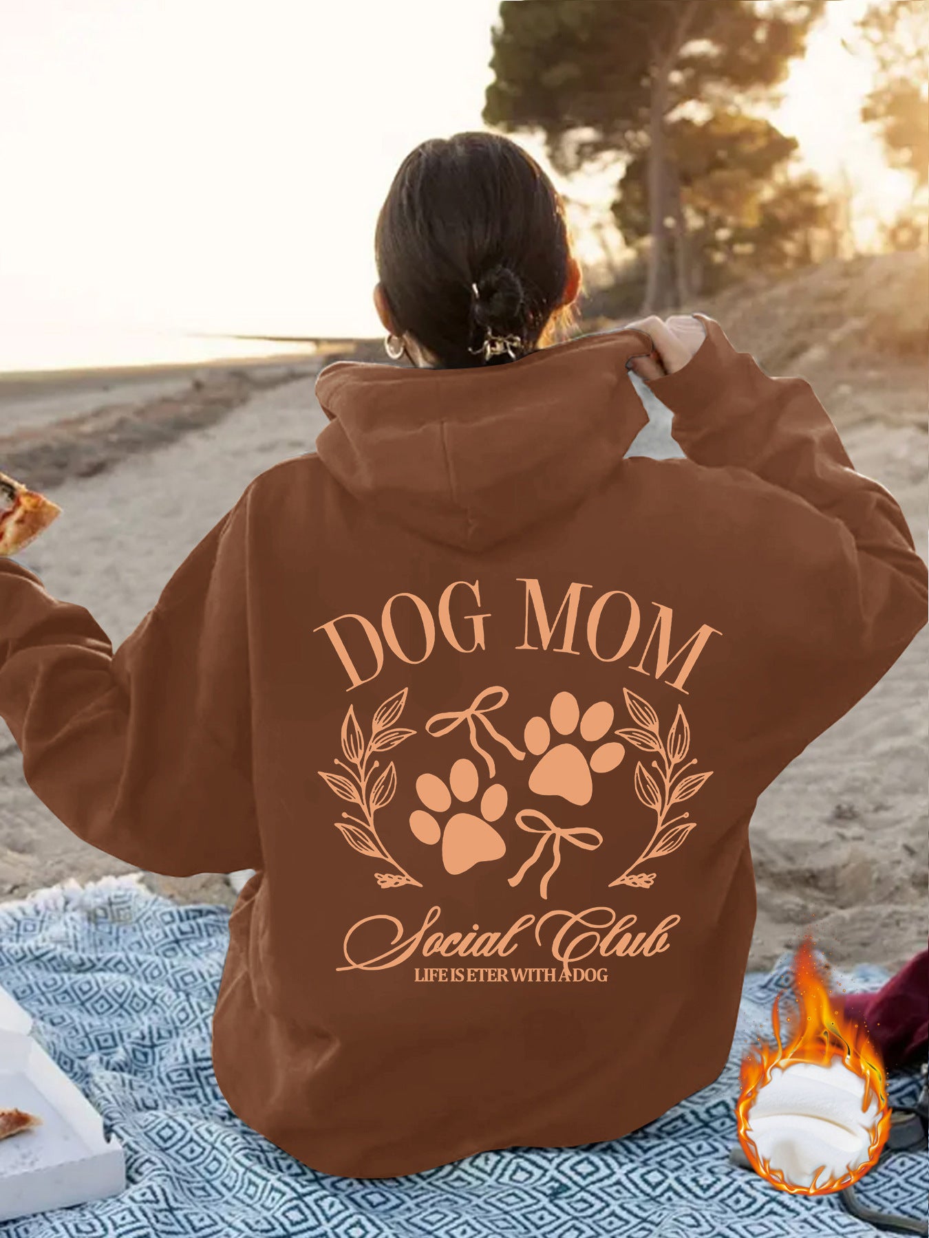 Dog Mom Printed Hoodie — Loose Fit, Lantern Sleeve, 5 Sizes, 8 Colors