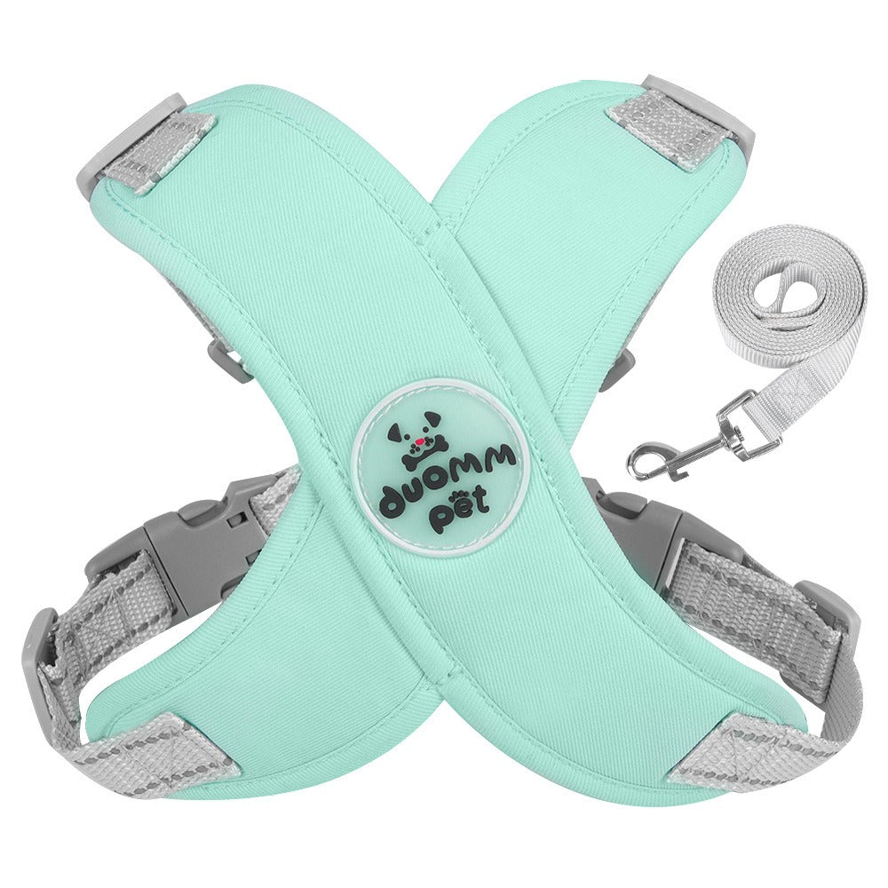 Reflective Breathable Dog Leash Vest – No-Pull Chest & Shoulder Harness with Leash