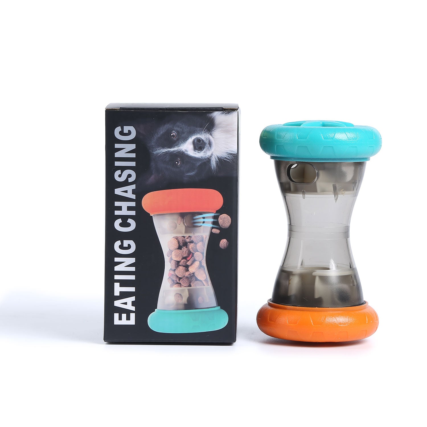 ABS+TPE Dumbbell Treat Leaking Slow Feeder — Labyrinth Puzzle, Mute Wheels, 175g