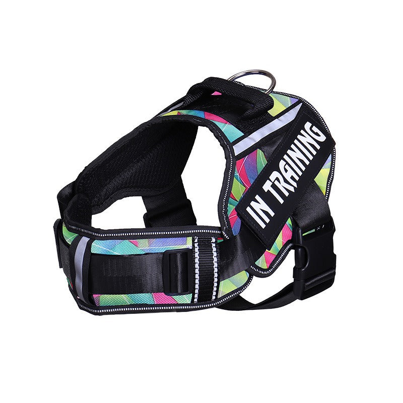 Reflective Dog Chest Harness — Breathable Nylon Vest with Neck Guard, 8 Colors, Sizes S–XL