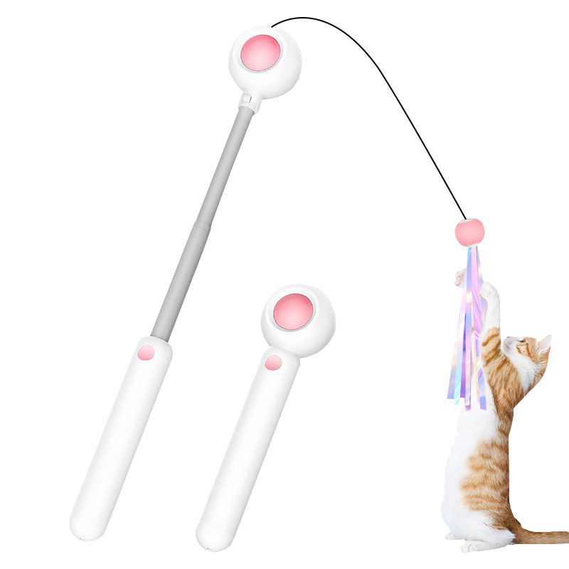 Interactive Cat Wand Toy — Feather & Catnip Teaser with Optional Laser