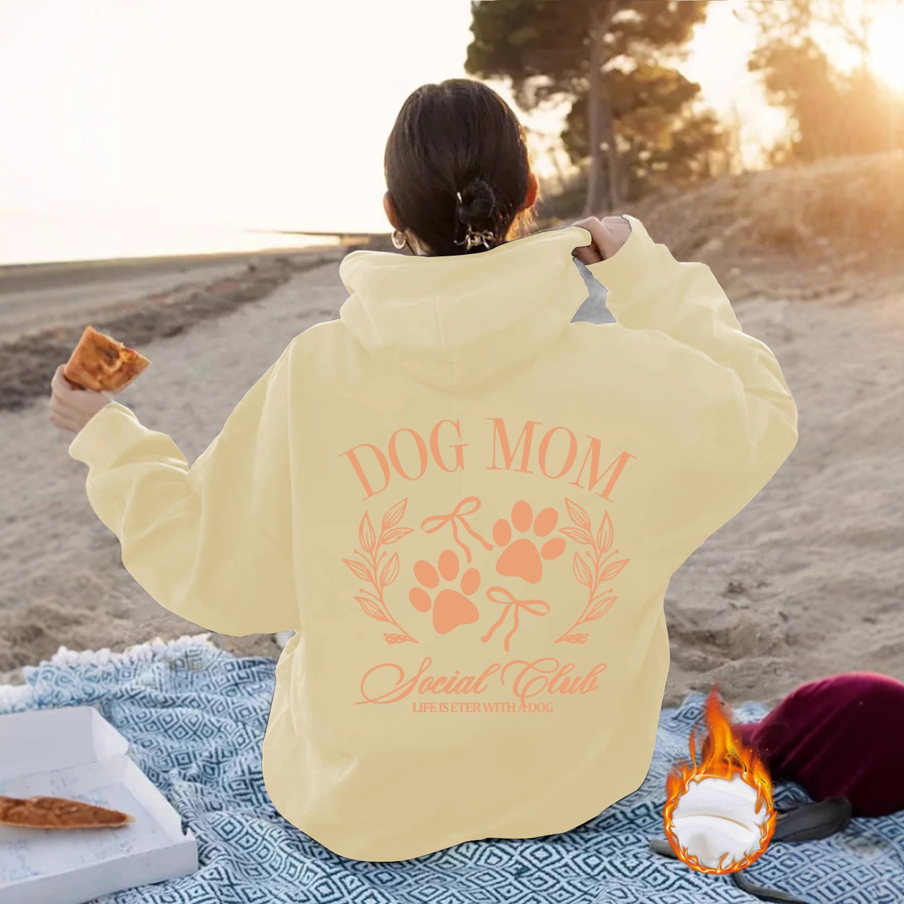 Dog Mom Printed Hoodie — Loose Fit, Lantern Sleeve, 5 Sizes, 8 Colors