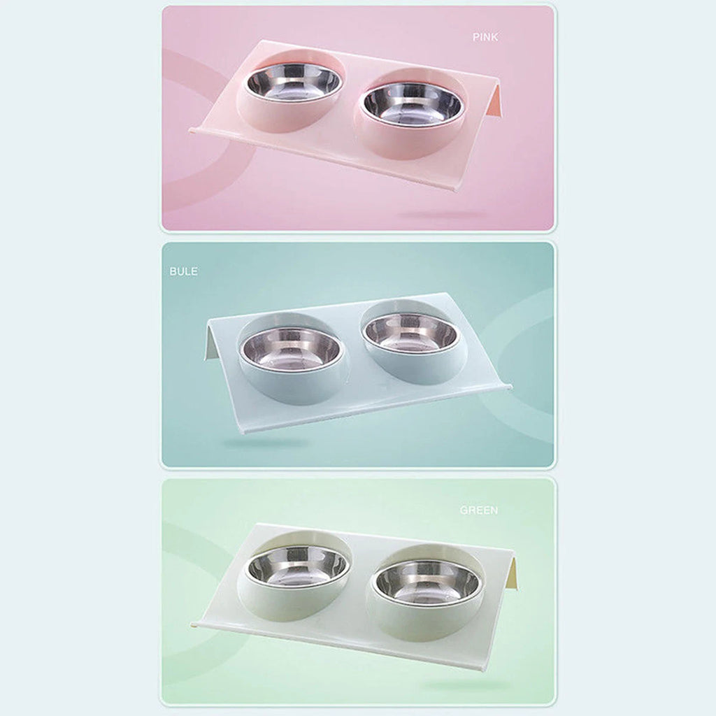 Stainless Steel Double Pet Bowl – Travel Feeding & Water Tableware for Dogs & Cats