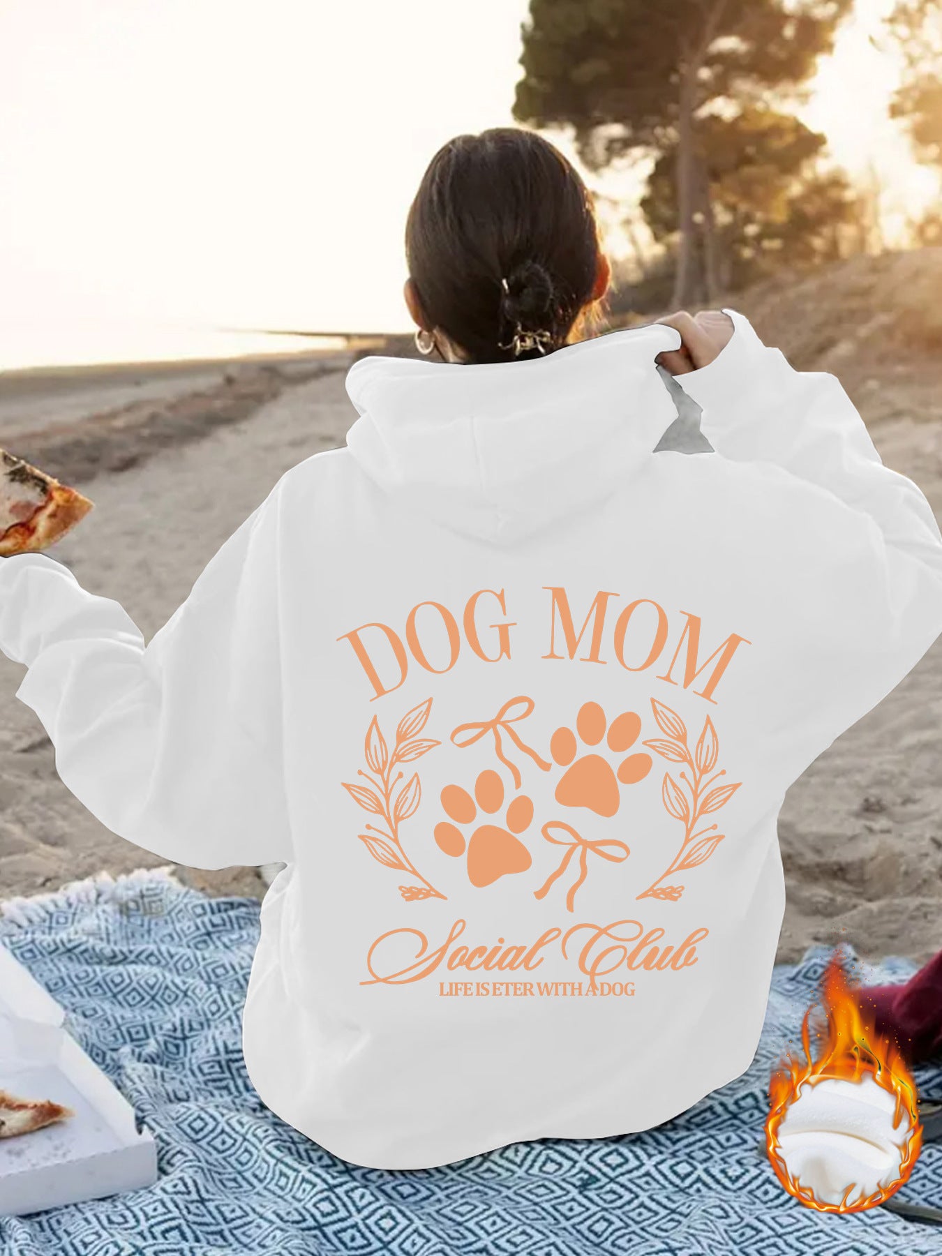 Dog Mom Printed Hoodie — Loose Fit, Lantern Sleeve, 5 Sizes, 8 Colors