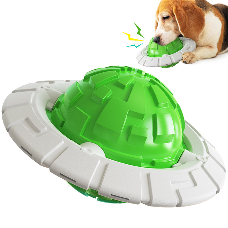 Interactive Dog Chew Toy — Squeaky Frisbee & Dental Grinding Ball, 3 Colors
