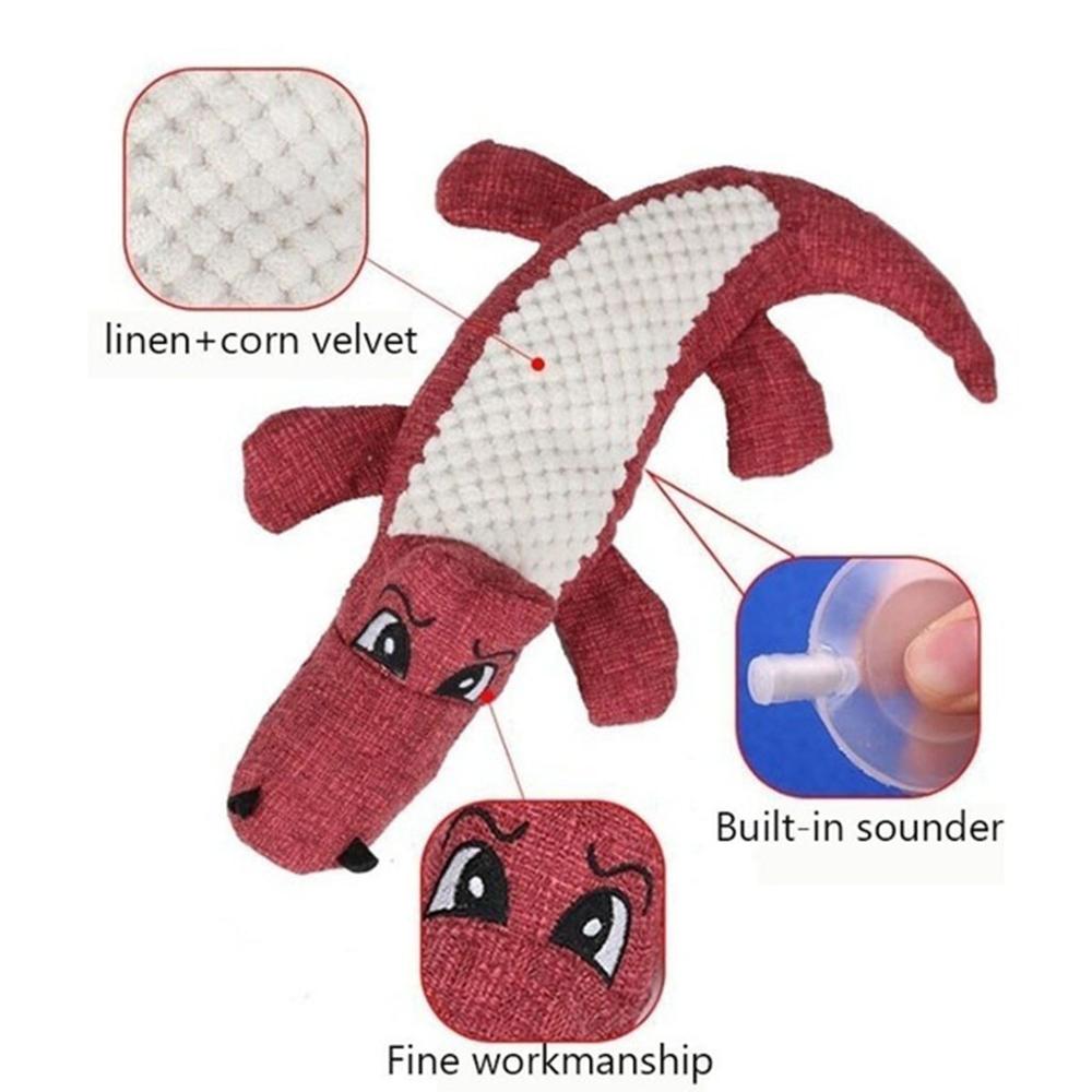 Linen Plush Squeaky Dog Toy — Bite-Resistant, Teeth Cleaning, 3 Colors
