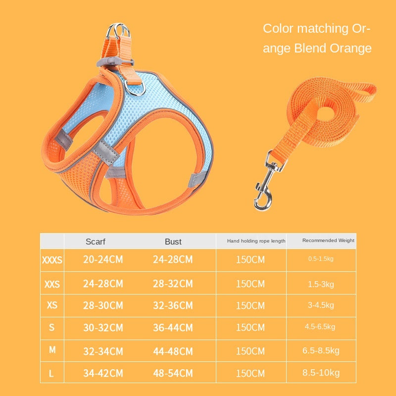 Breathable Mesh Vest Harness — Reflective, 6 Sizes XXXS–L, 5 Color Suits