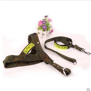 Reflective Chest Harness & Leash Set — Nylon, Black or Green, Sizes M/L/XL
