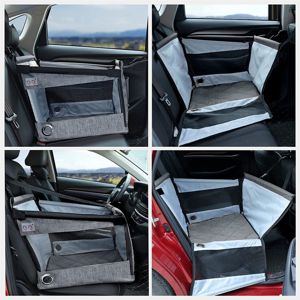 Waterproof Car Rear Seat Pet Basket — Dog Travel Cage & Cushion