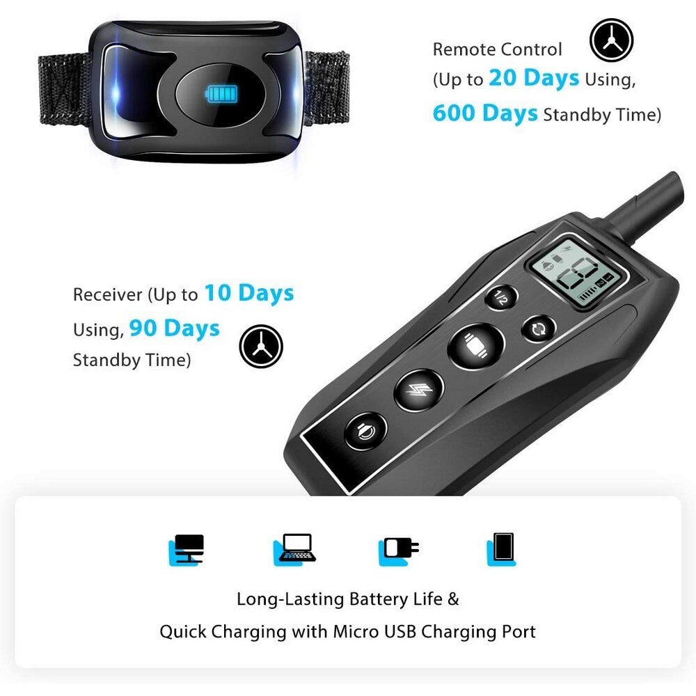 Pet Dog Training Collar IPX7 Waterproof Rechargeable Remote Beep Vibration Shock E Collar Dog Trainer Anti Bark Training T700