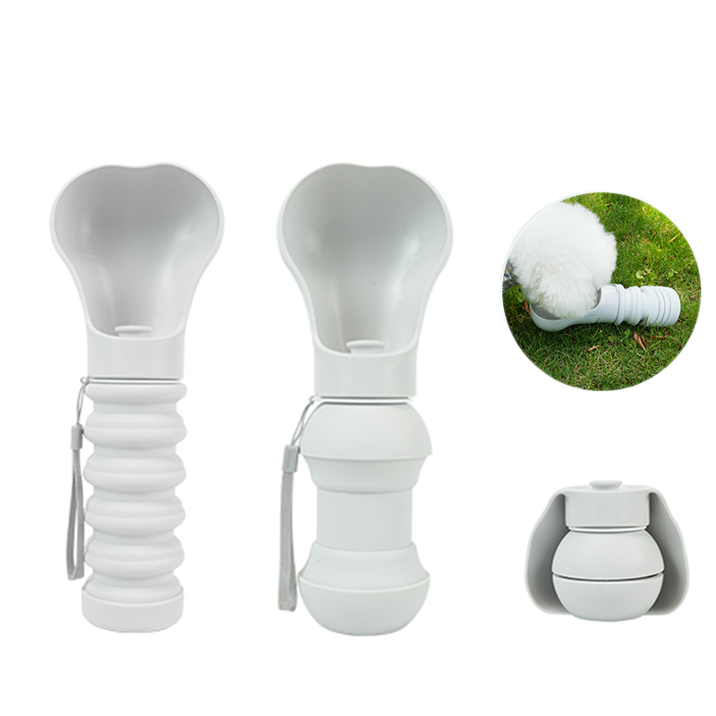 Foldable Dog Travel Water Bottle — 550ml BPA-Free Silicone, Spherical or Column