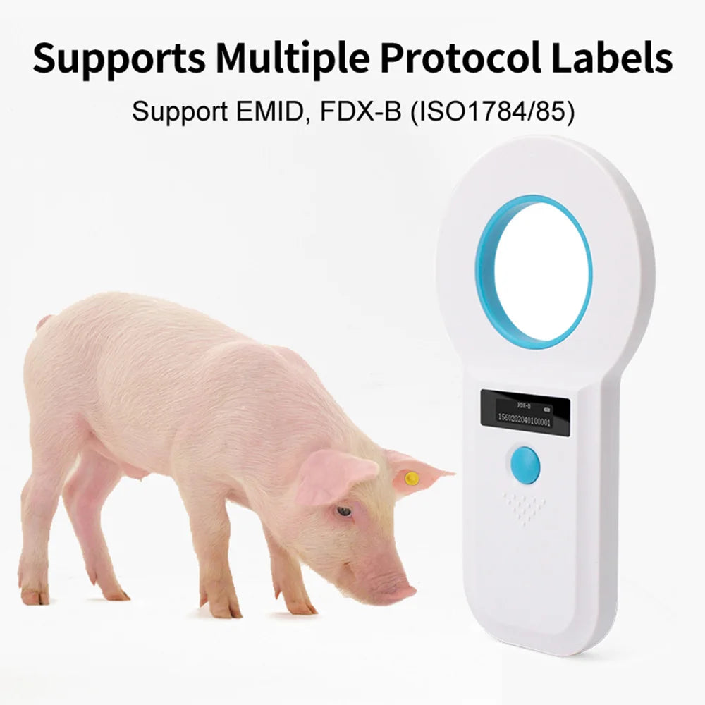 RFID Pet Microchip Scanner — 134/125kHz, OLED Display, USB & Bluetooth (W90B)