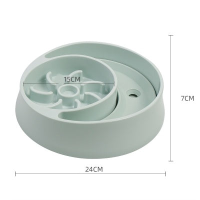 Sun & Moon Dual-Section Slow Feeder Pet Bowl — Anti-Choke, PP Plastic, Pink or Blue