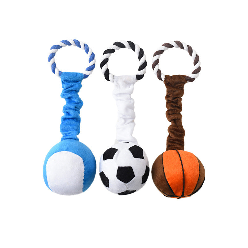 Soft Cloth Squeaky Molar Ball Dog Toy — Football, Basketball or Tennis, 31cm