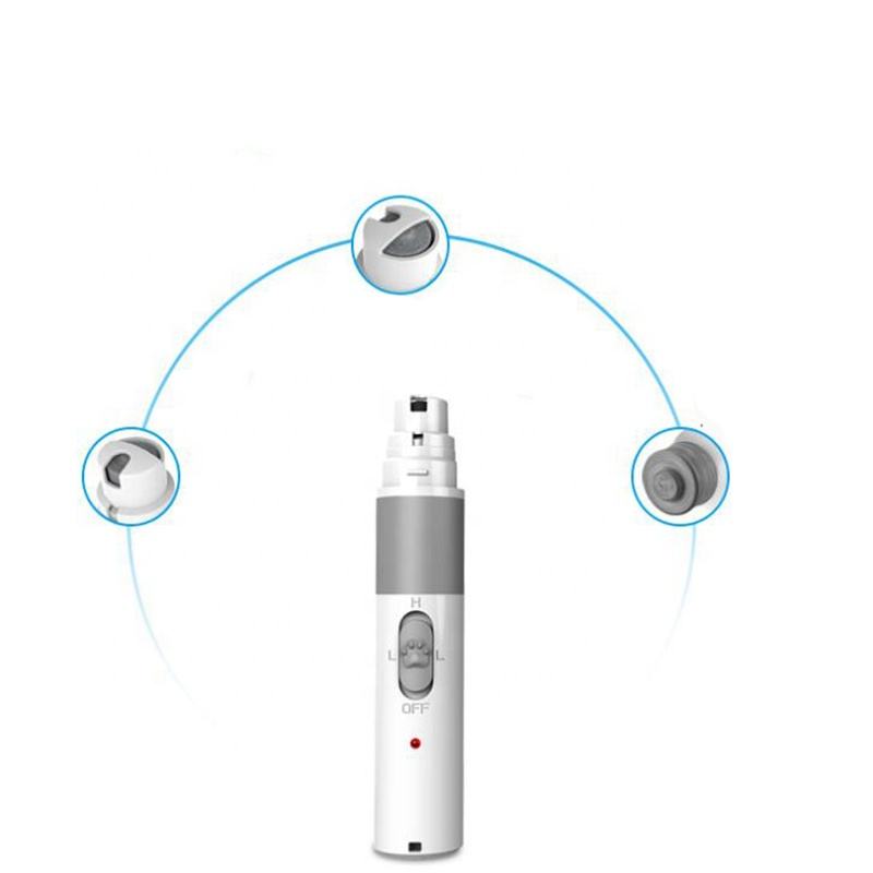 Electric Pet Nail Grinder — USB Rechargeable, 2 Speeds, 3 Ports, Low Noise, Dogs & Cats