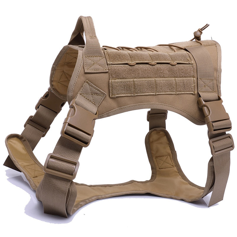 Tactical Dog Harness — 1000D Nylon, MOLLE System, 4 Colors, Sizes M–XL