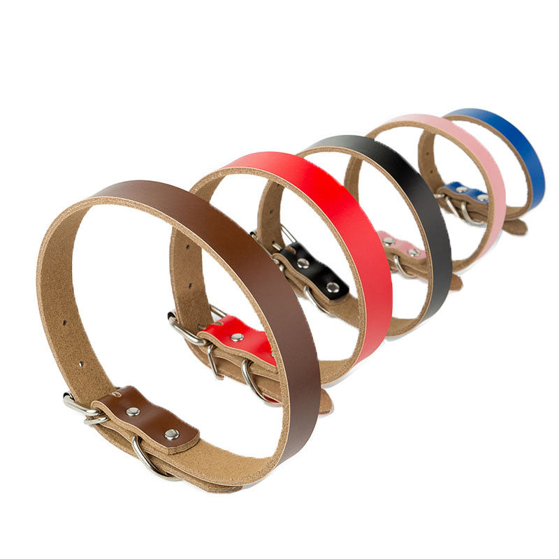 Genuine Leather Dog Collar — Classic Adjustable, 5 Colors, Sizes XS–XL
