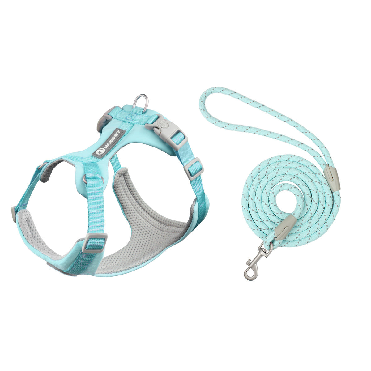 Reflective Dog Harness & Leash Set — Soft Breathable Vest, 6 Colors, Sizes XS–L