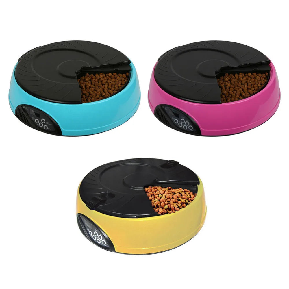 6-Meal Timed Pet Feeder — Voice Recording, 330ml Per Tray, 5 Colors
