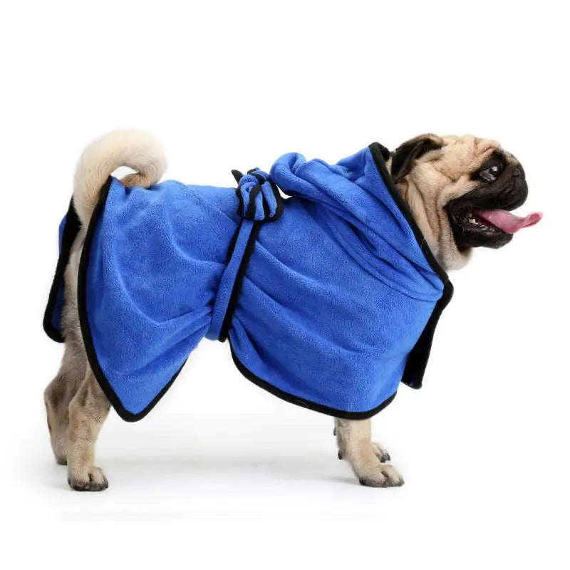 Microfiber Pet Drying Bathrobe — Super Absorbent, Sizes XS–XL for Dogs & Cats, 2 Colors