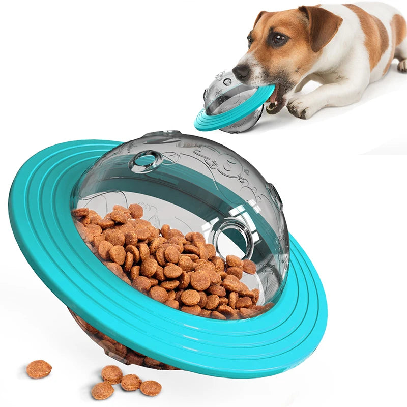 3-in-1 Dog Flying Disc & Slow Feeder Toy — Food Dispensing, Anti-Bite, Blue or Yellow
