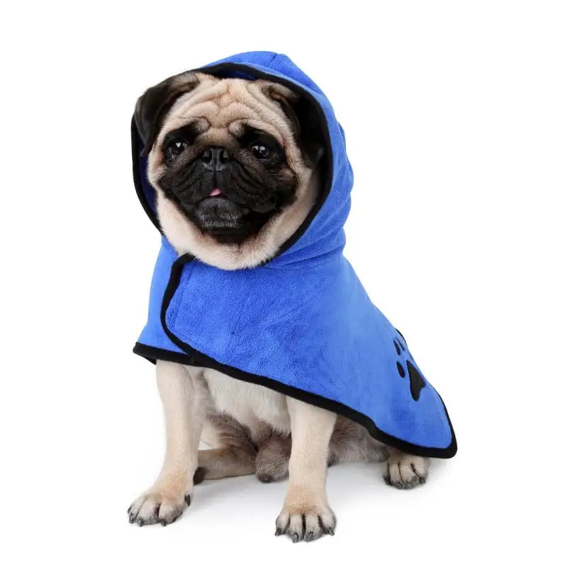 Microfiber Pet Drying Bathrobe — Super Absorbent, Sizes XS–XL for Dogs & Cats, 2 Colors
