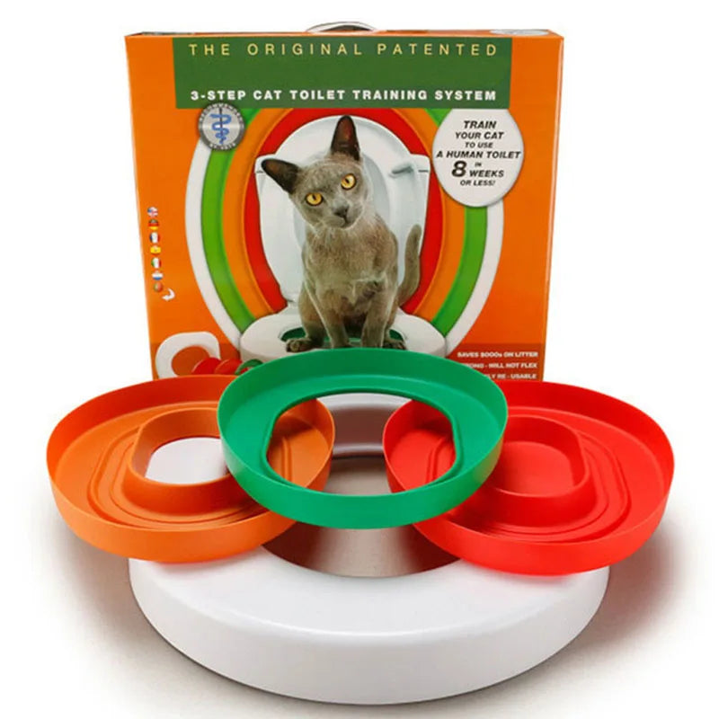 Cat Toilet Training Kit — Litter-Free Transition Tray, Plastic, Blue or White