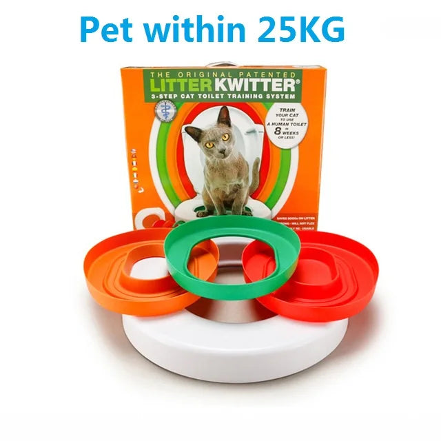 Cat Toilet Training Kit — Litter-Free Transition Tray, Plastic, Blue or White