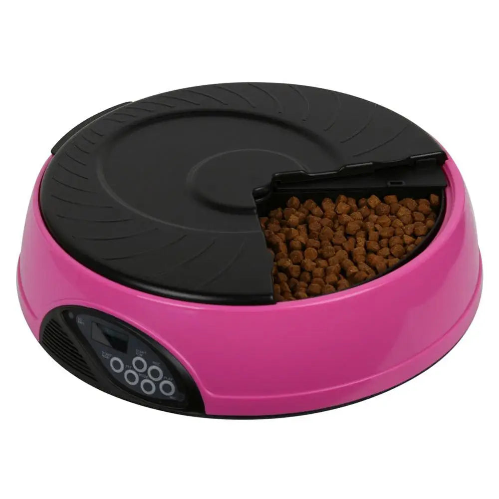 6-Meal Timed Pet Feeder — Voice Recording, 330ml Per Tray, 5 Colors
