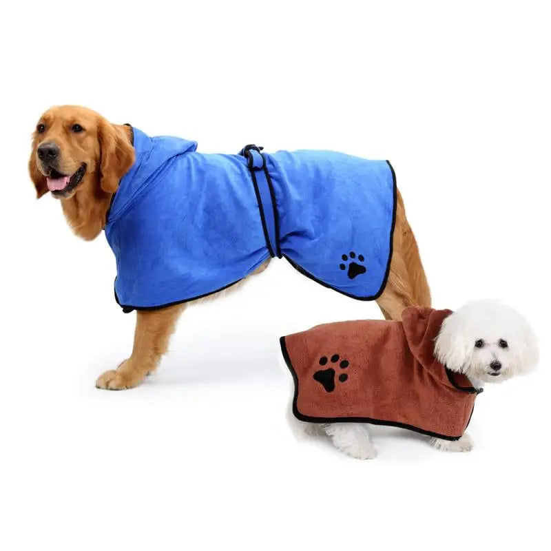 Microfiber Pet Drying Bathrobe — Super Absorbent, Sizes XS–XL for Dogs & Cats, 2 Colors