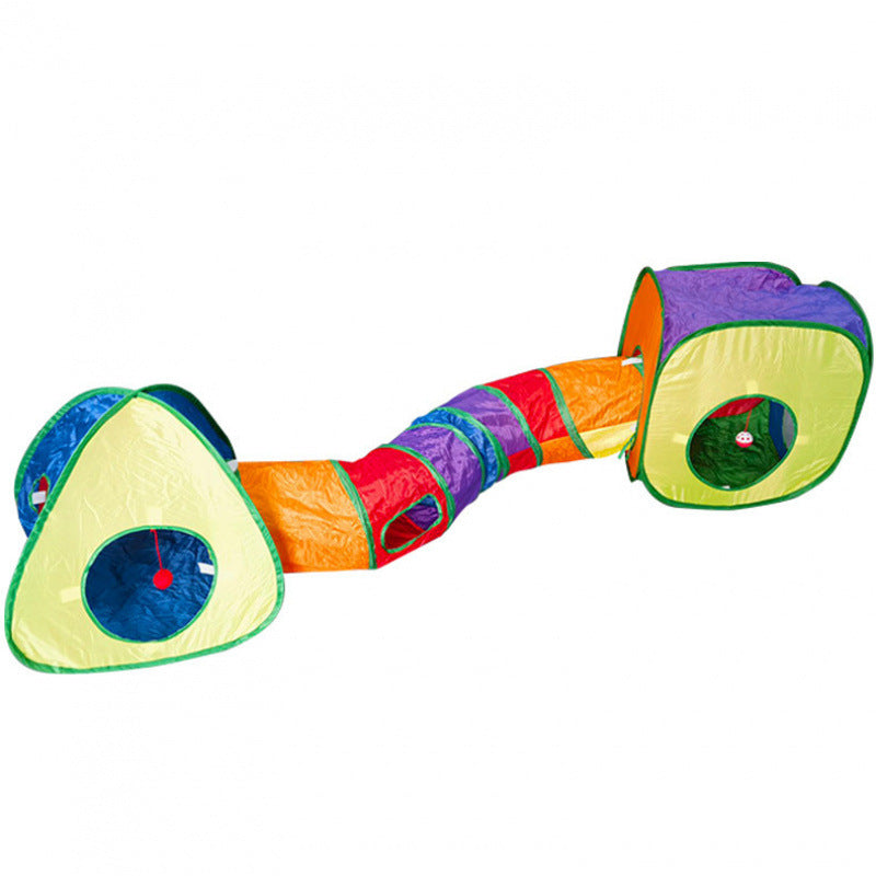Modular Rainbow Cat Tunnel System — Foldable Interactive Play Tubes | Multiple Configurations | EM Pet Products
