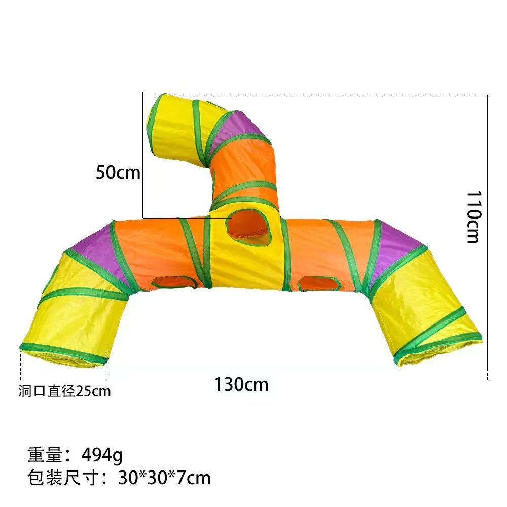 Modular Rainbow Cat Tunnel System — Foldable Interactive Play Tubes | Multiple Configurations | EM Pet Products