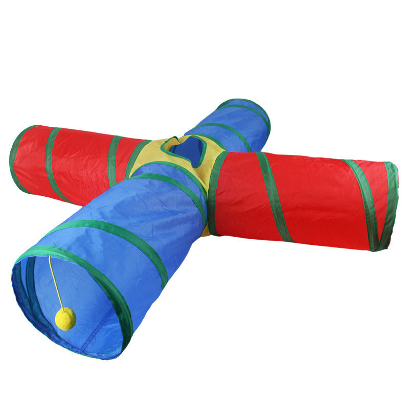 Modular Rainbow Cat Tunnel System — Foldable Interactive Play Tubes | Multiple Configurations | EM Pet Products
