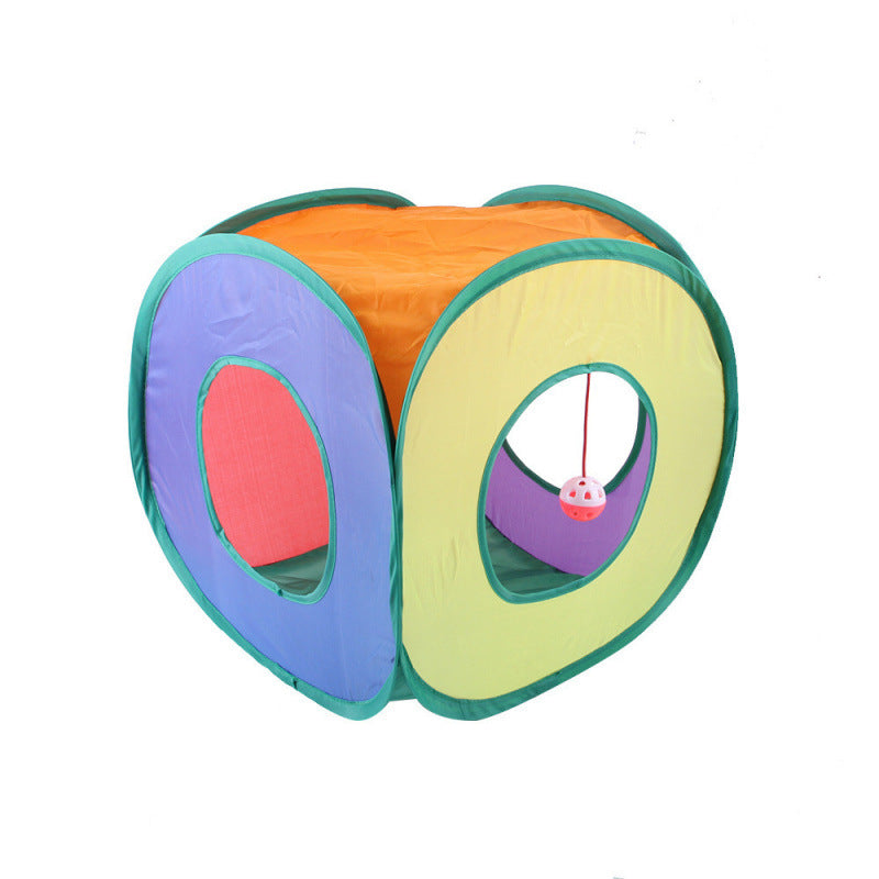 Modular Rainbow Cat Tunnel System — Foldable Interactive Play Tubes | Multiple Configurations | EM Pet Products
