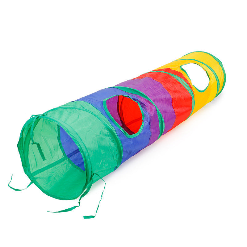 Modular Rainbow Cat Tunnel System — Foldable Interactive Play Tubes | Multiple Configurations | EM Pet Products
