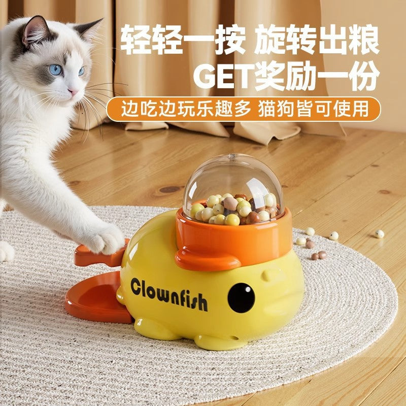 Rotating Snack Dispenser Cat Toy — Duck Food Launcher | Treat Puzzle, 3 Colors | EM Pet Products