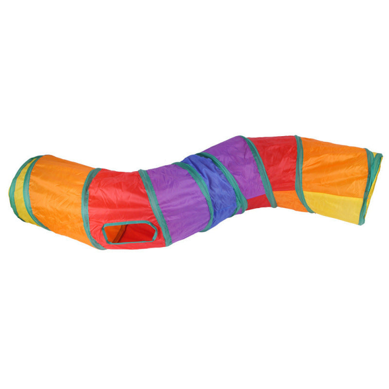 Modular Rainbow Cat Tunnel System — Foldable Interactive Play Tubes | Multiple Configurations | EM Pet Products