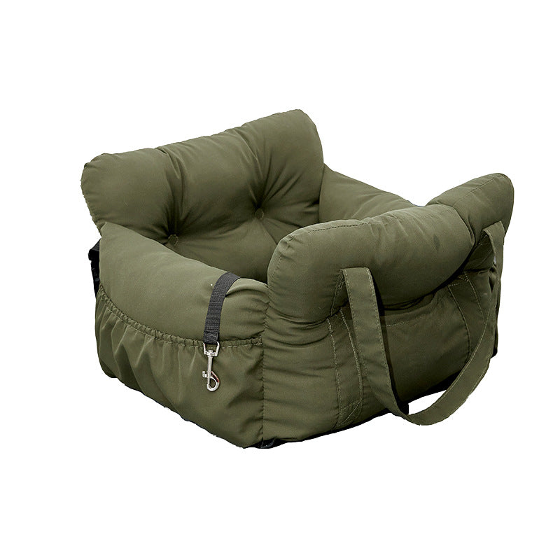 Plush Car Dog Bed — Breathable PP Cotton Travel Nest for Small & Medium Dogs