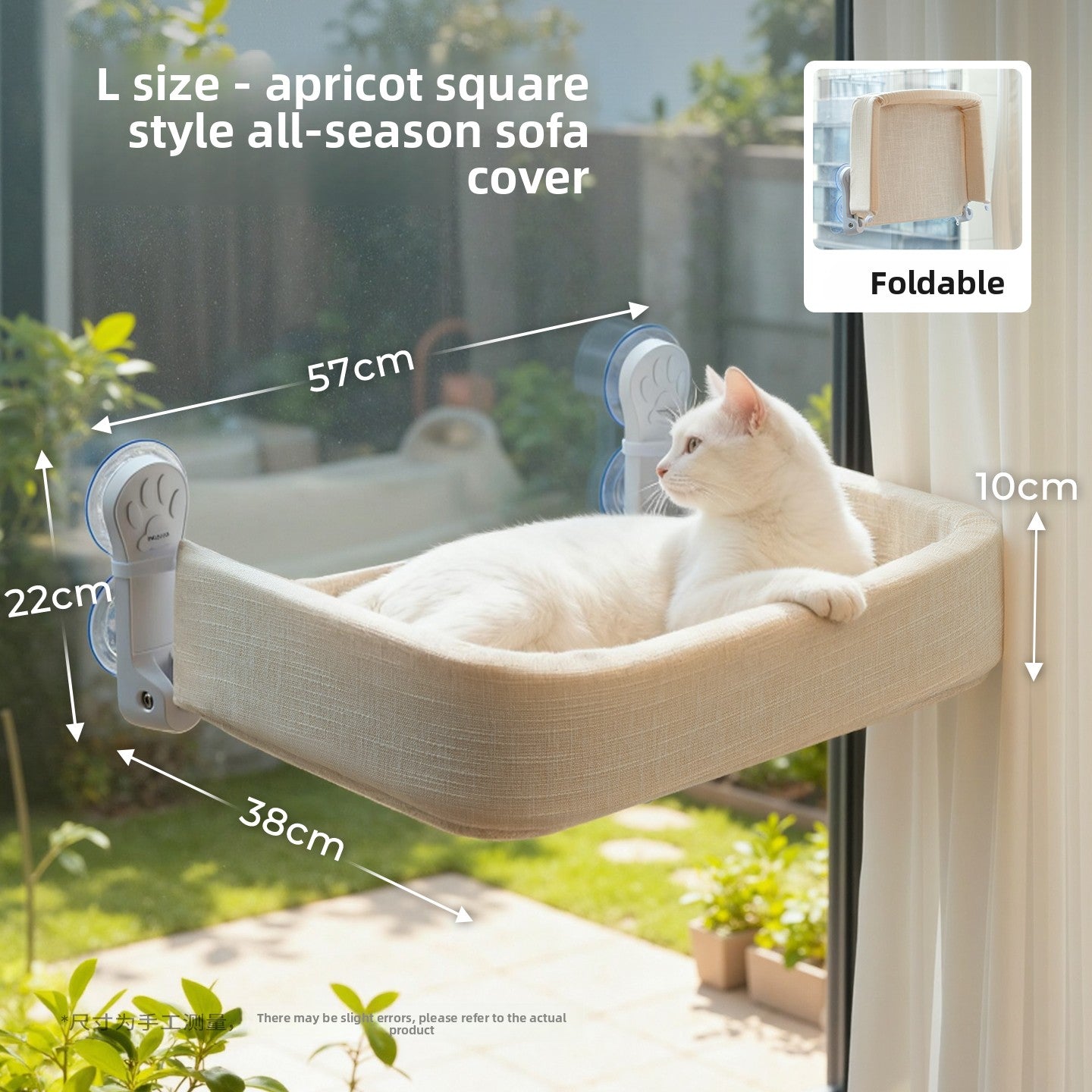 Foldable Cat Window Hammock — Suction Cup Mount, Washable, 15kg Capacity, Sizes M & L