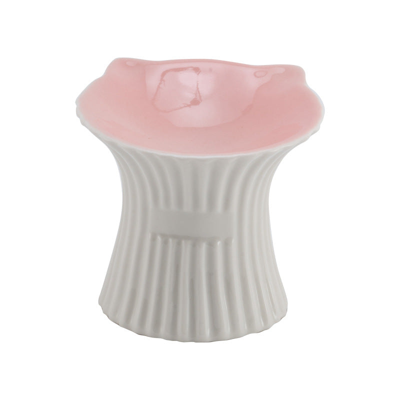 Elevated Ceramic Pet Bowl — Cat-Ear High-Foot Design for Cats & Small Dogs, 7 Styles