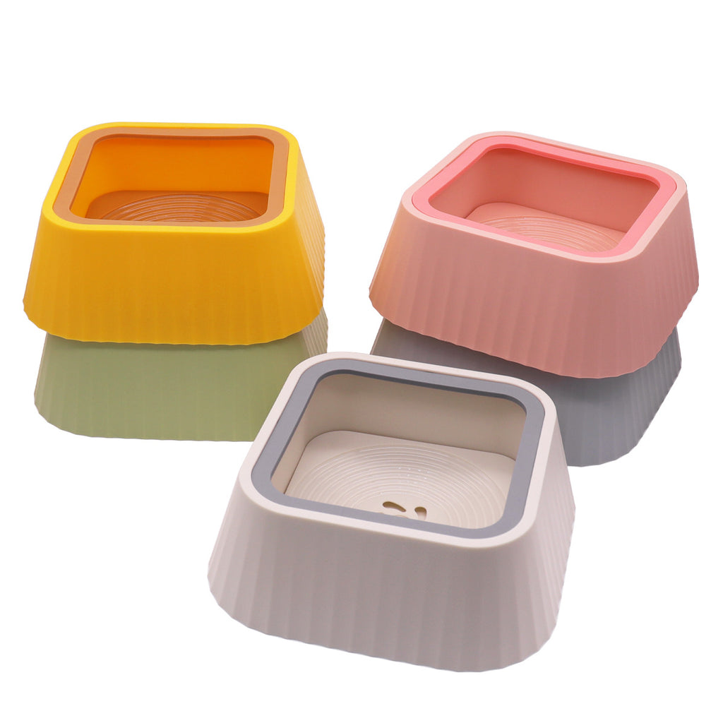 Anti-Splash Floating Pet Water Bowl — No Wet Mouth, PP Safe, 5 Colors