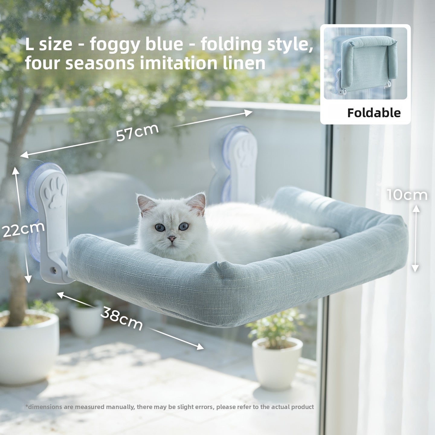 Foldable Cat Window Hammock — Suction Cup Mount, Washable, 15kg Capacity, Sizes M & L