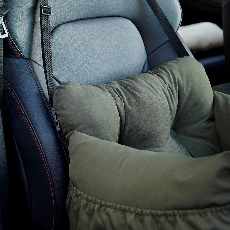Plush Car Dog Bed — Breathable PP Cotton Travel Nest for Small & Medium Dogs