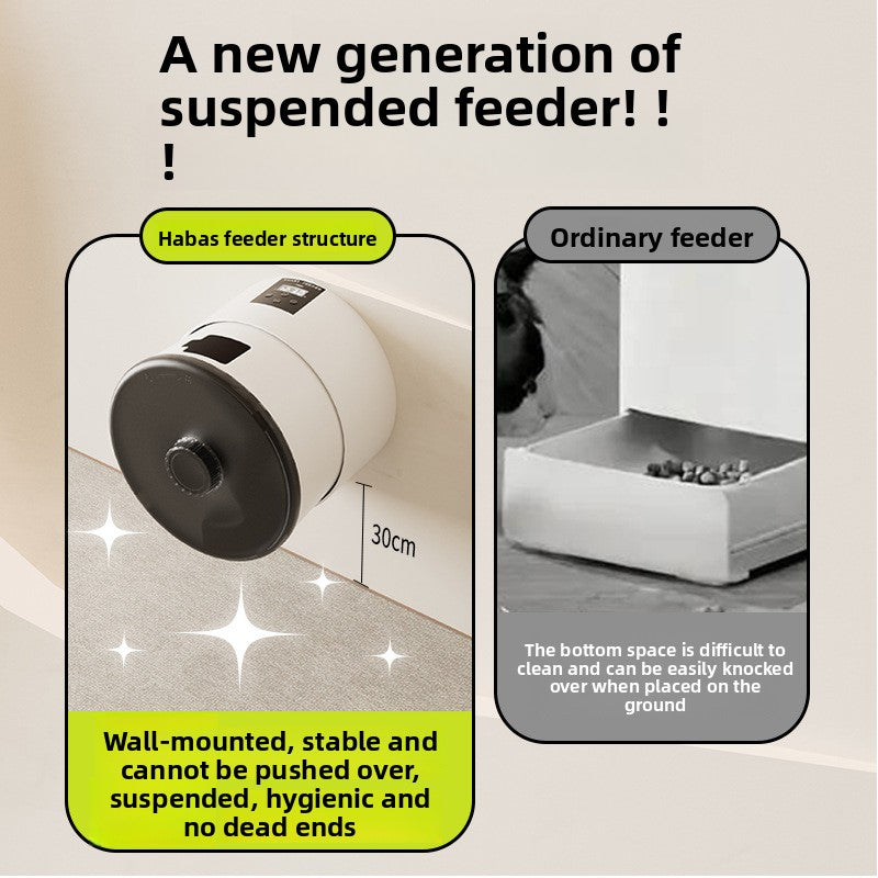 Automatic Smart Pet Feeder — WiFi App Control, Timed Feeding, 3L, Wall Mountable
