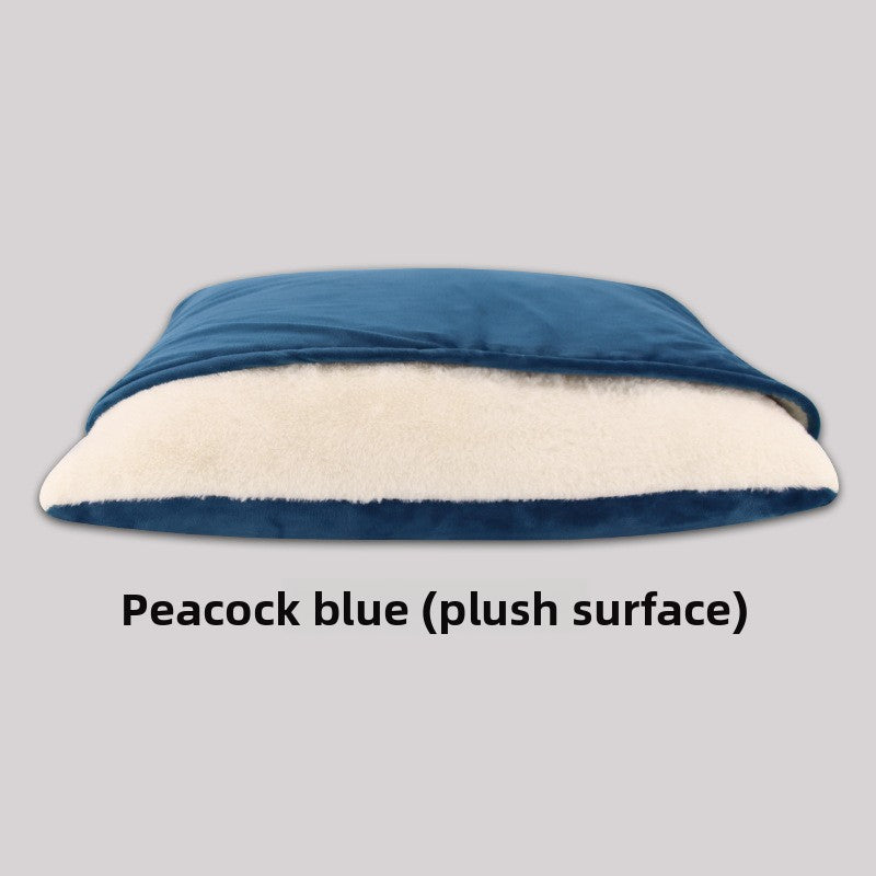 Removable Washable Pet Sleeping Bag Nest — Plush & Cotton Linen, 7 Colors, Sizes S–XL