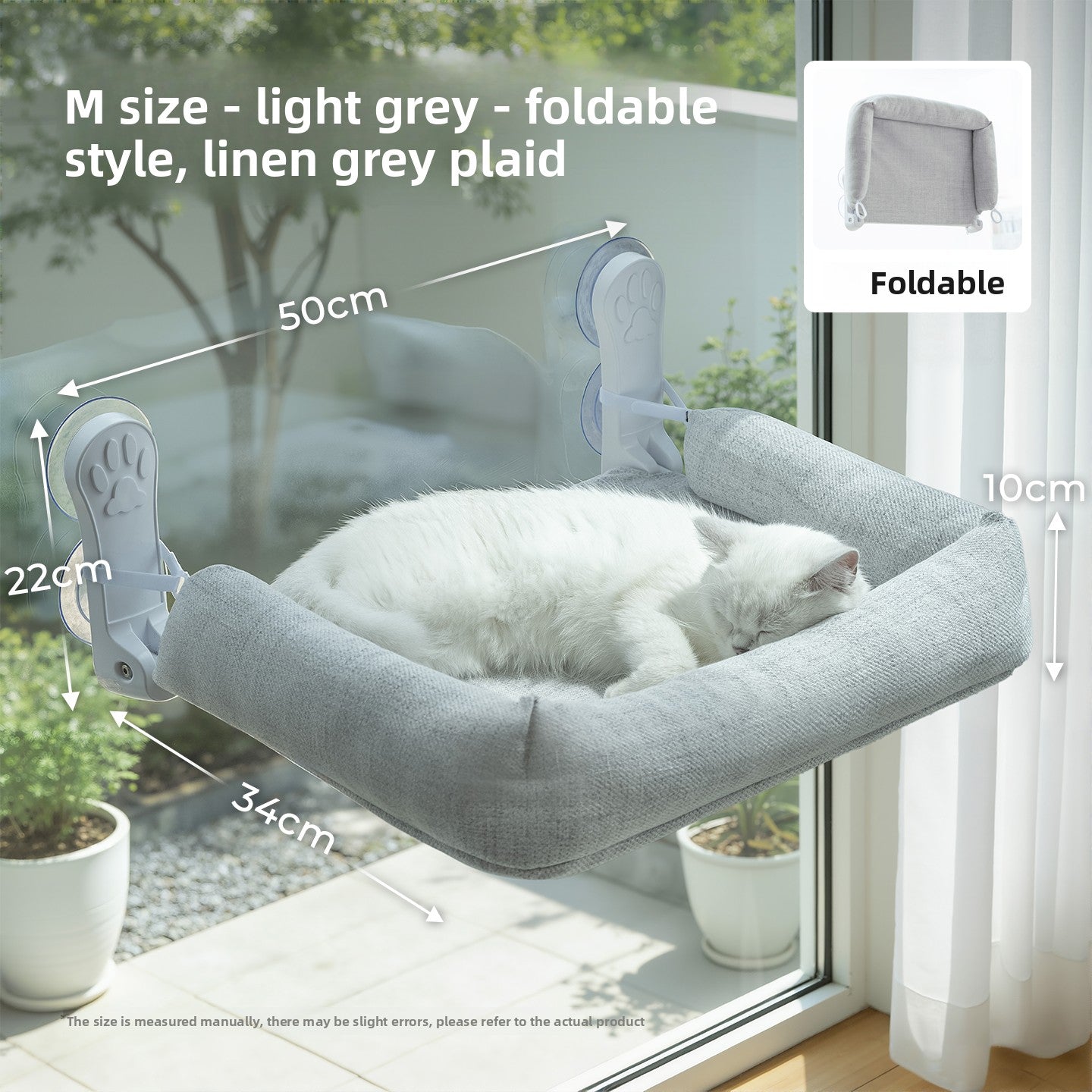 Foldable Cat Window Hammock — Suction Cup Mount, Washable, 15kg Capacity, Sizes M & L