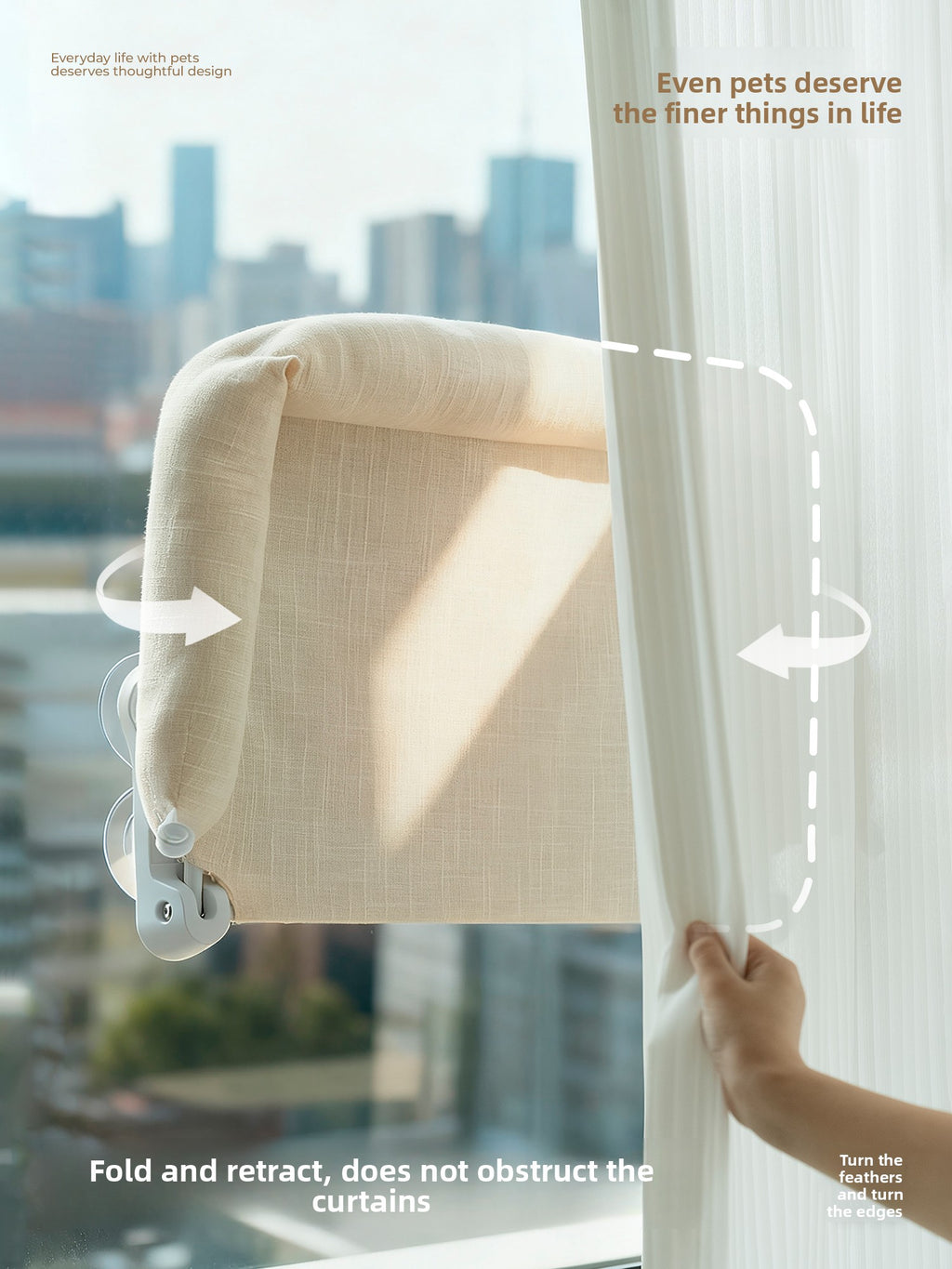 Foldable Cat Window Hammock — Suction Cup Mount, Washable, 15kg Capacity, Sizes M & L