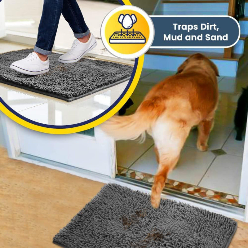 Chenille Plush Anti-Slip Pet Mat — Machine Washable, 8 Sizes, 19 Colors